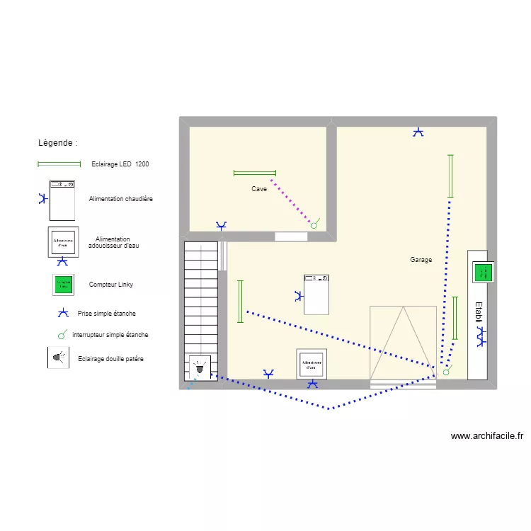 garage cave  bourelle. Plan de 