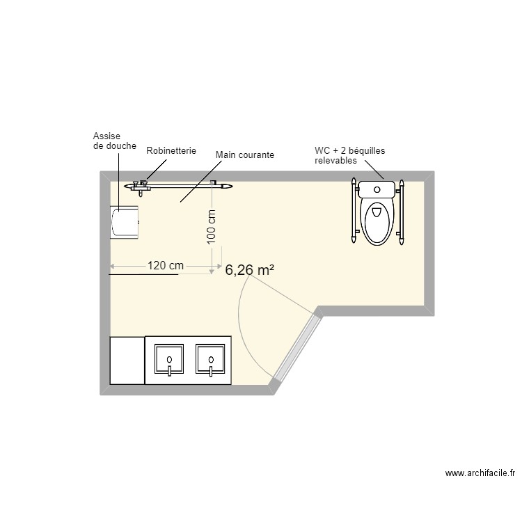 Van beugel SDB projet. Plan de 0 pièce et 0 m2
