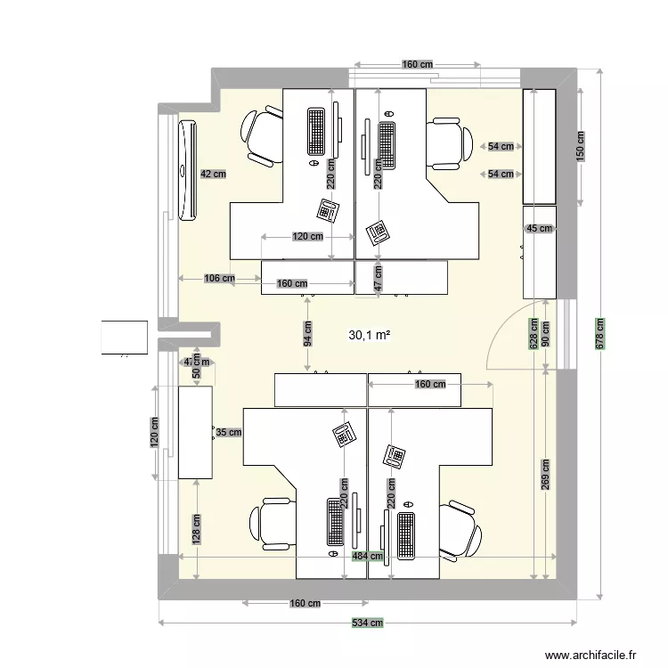 bureau ELODIE. Plan de 