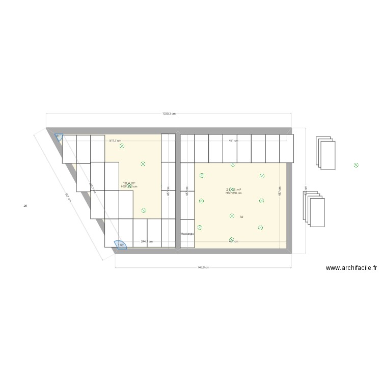 lumieres plafond sejour maquette. Plan de 2 pièces et 40 m2