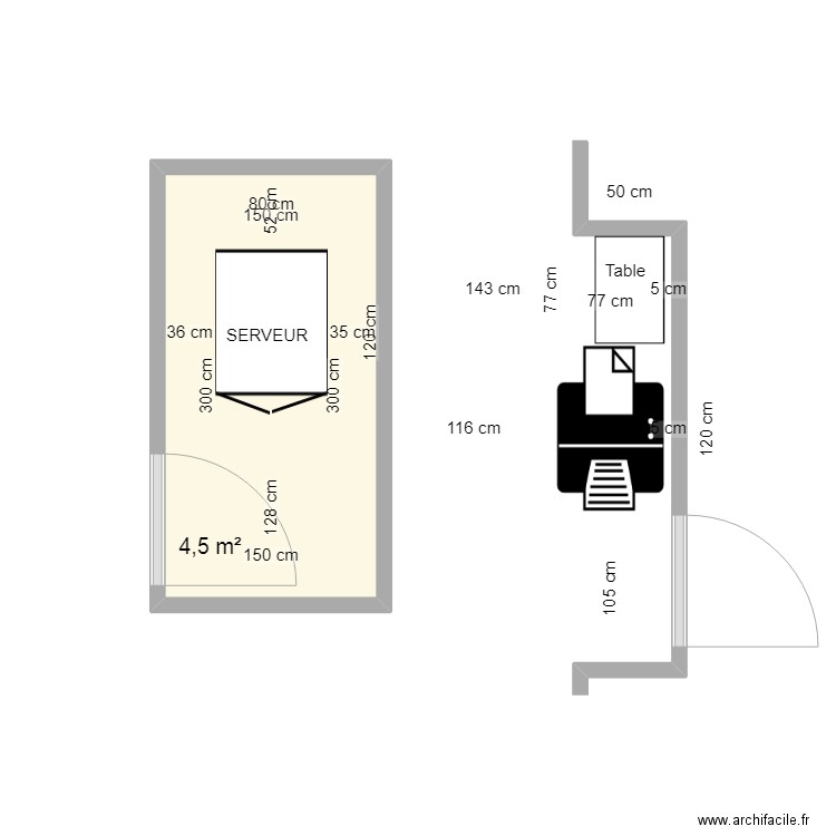 ESAT 18  SERVEUR / REPRO. Plan de 1 pièce et 5 m2