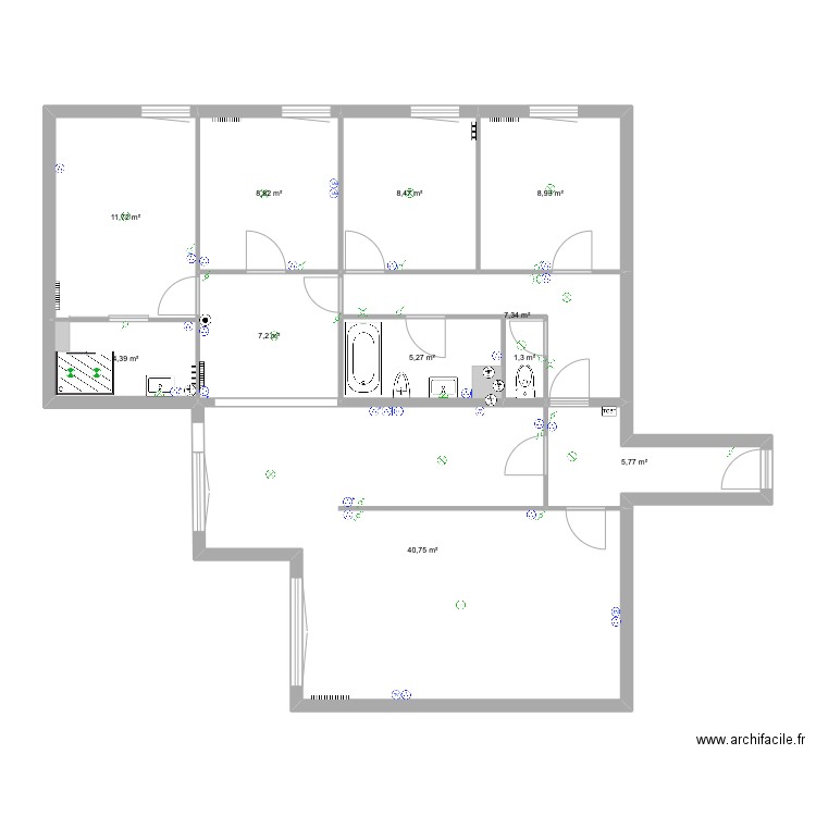 Asturies. Plan de 11 pièces et 110 m2