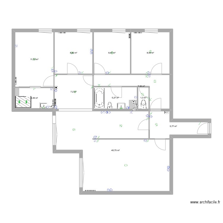 Asturies. Plan de 10 pièces et 110 m2