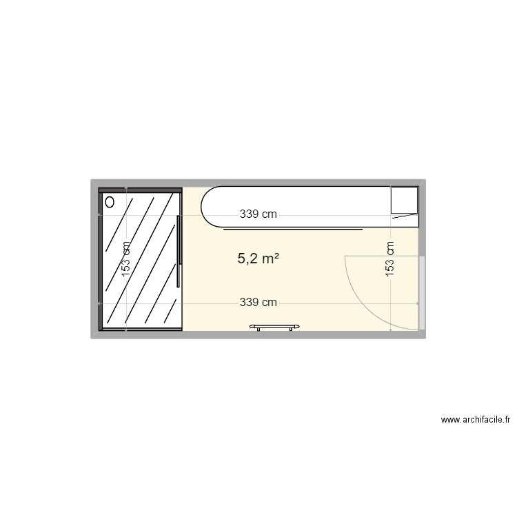 salle de bain. Plan de 1 pièce et 5 m2