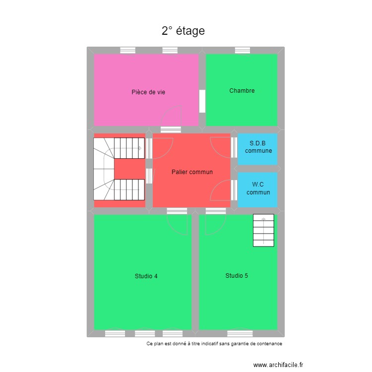 2° étage geo albert 1er . Plan de 8 pièces et 69 m2