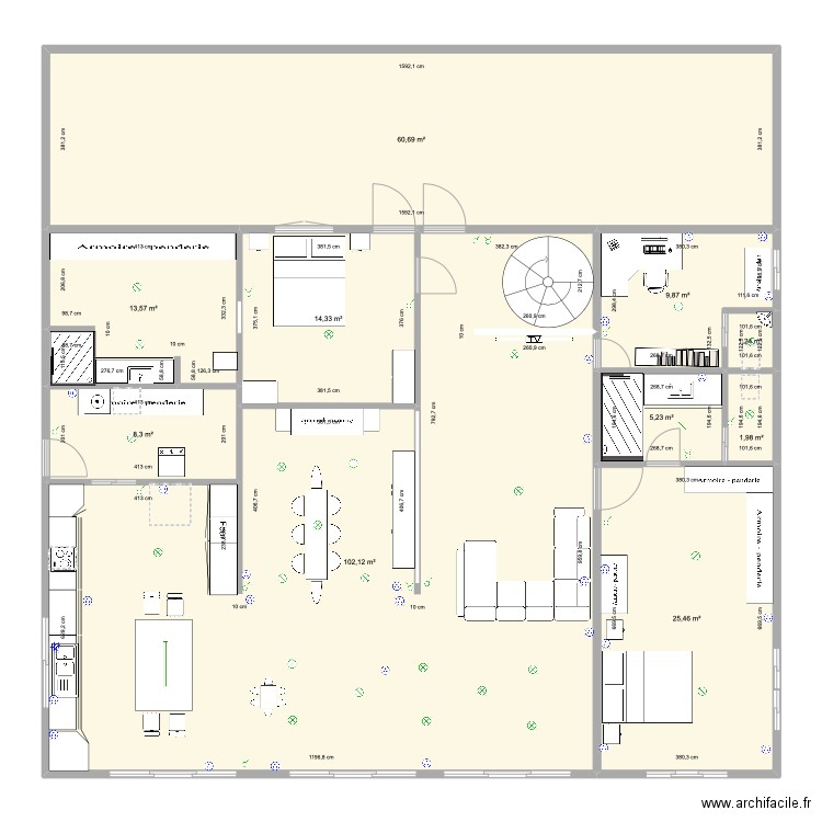 Rénovation maison PK11chambre vue piscine. Plan de 0 pièce et 0 m2