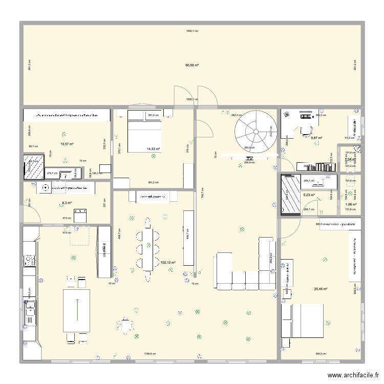 Rénovation maison PK11chambre vue piscine. Plan de 10 pièces et 243 m2