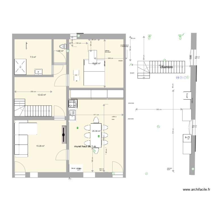 existant 2. Plan de 0 pièce et 0 m2