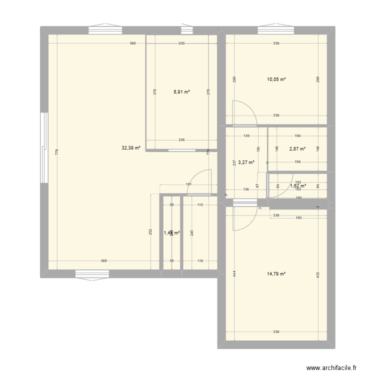 AIRAS AVANT TRAVAUX. Plan de 8 pièces et 85 m2