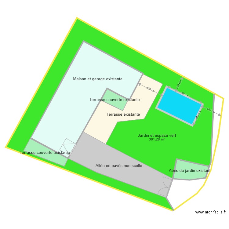 Plan maison jardin DP. Plan de 8 pièces et 787 m2