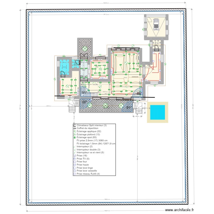 plan electricte  186. Plan de 12 pièces et 355 m2