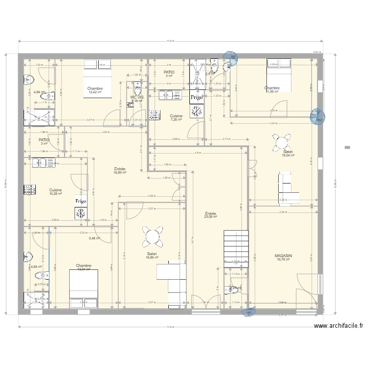 GRAND YOFF 2021 dimensions. Plan de 18 pièces et 171 m2