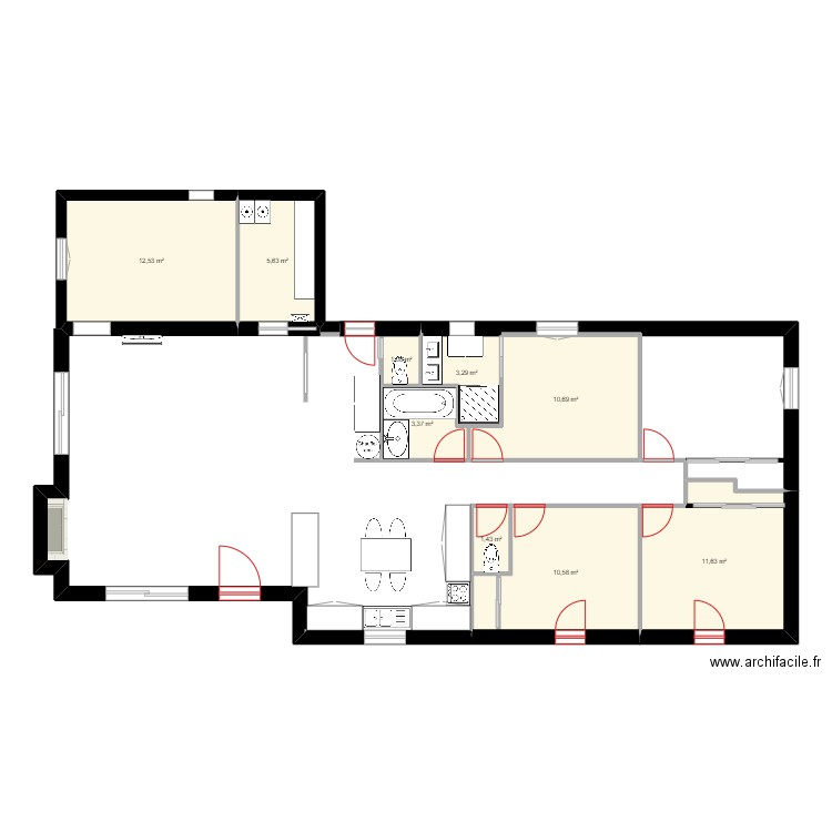 version 2. Plan de 9 pièces et 60 m2