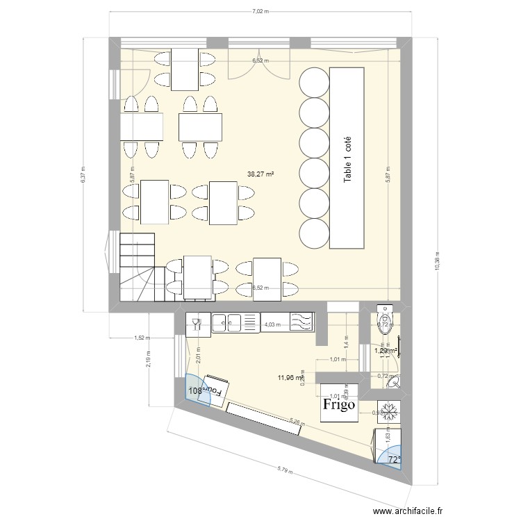 limprevu. Plan de 3 pièces et 52 m2