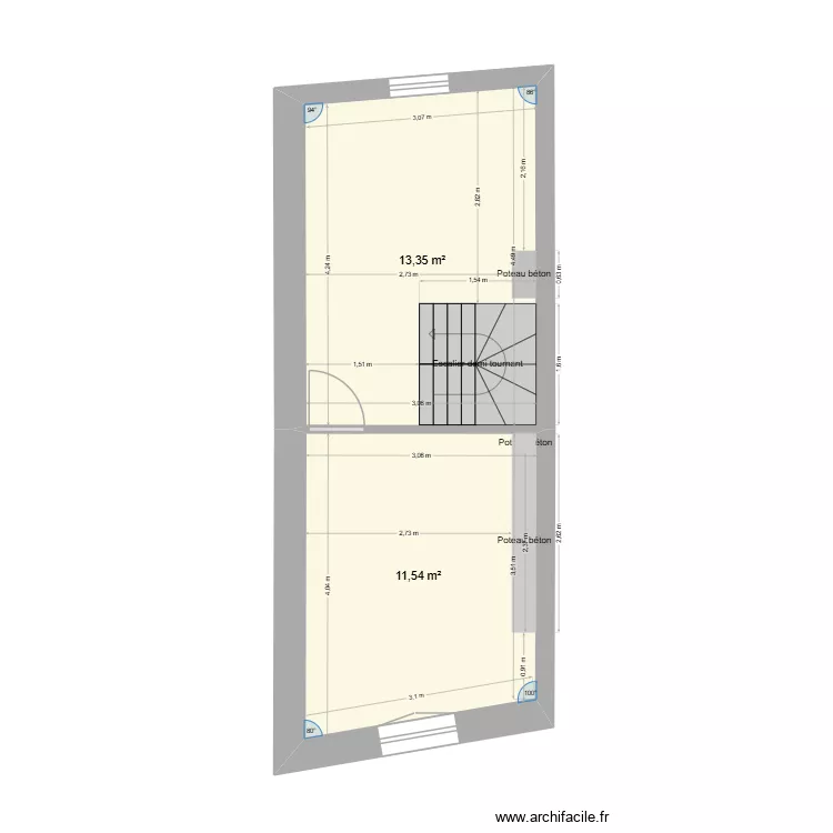 2&egrave;me F&eacute;camp 55. Plan de 2  et 25 m²