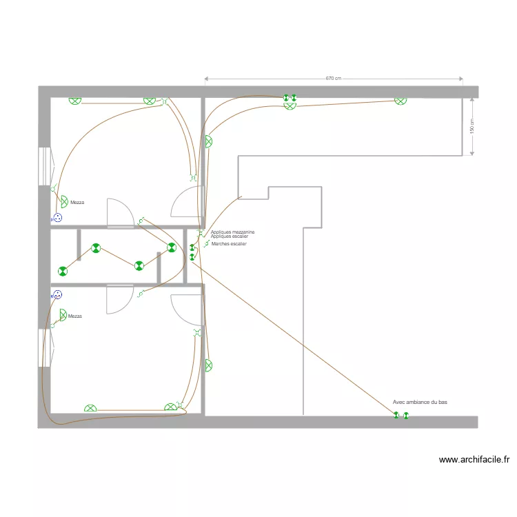 Etage win &eacute;lectricit&eacute;. Plan de 