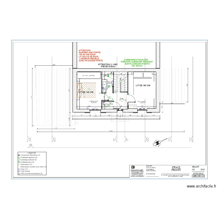 BODINET LA PALLICE PROJET ETAGE ELECTRICITE. Plan de 0 pièce et 0 m2