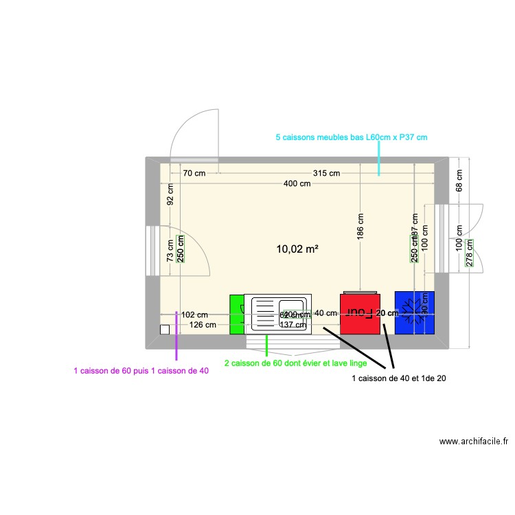 Cuisine Noisy. Plan de 1 pièce et 10 m2