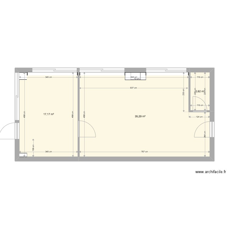 Plan Base Local Gaston NEW. Plan de 3 pièces et 55 m2