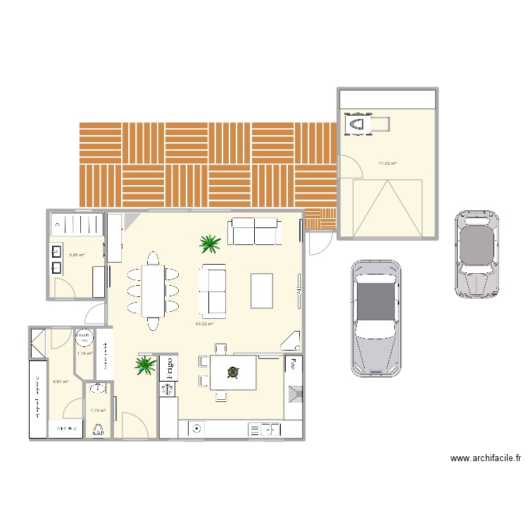 modif bis. Plan de 6 pièces et 84 m2