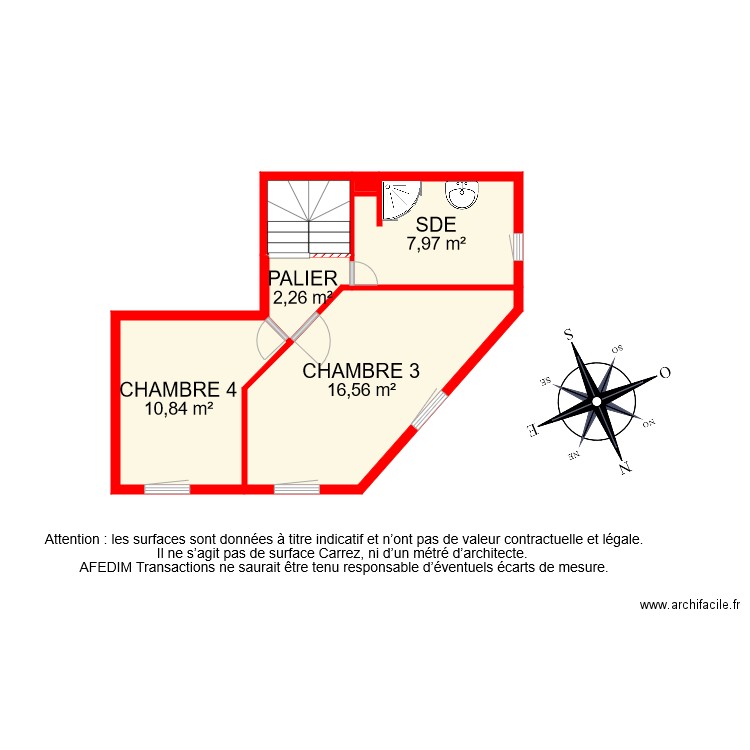 BI 8344 ETAGE 2. Plan de 6 pièces et 41 m2