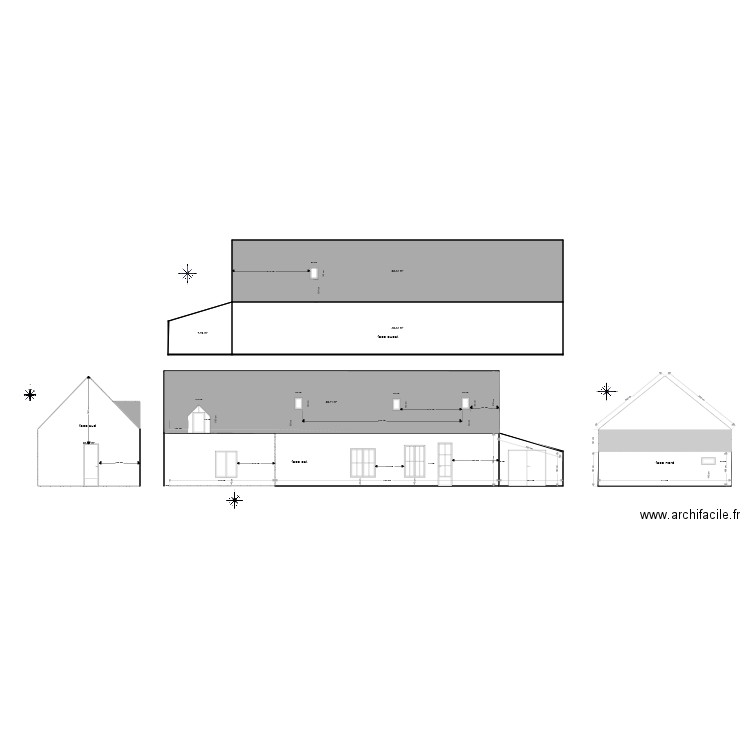 facade origine avec lucarne. Plan de 0 pièce et 0 m2