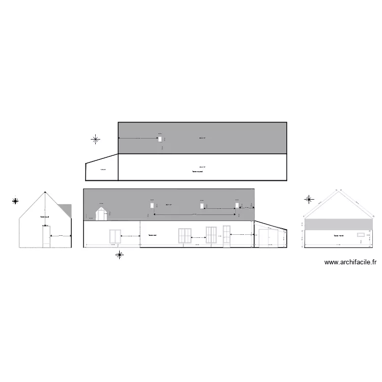 facade origine avec lucarne. Plan de 