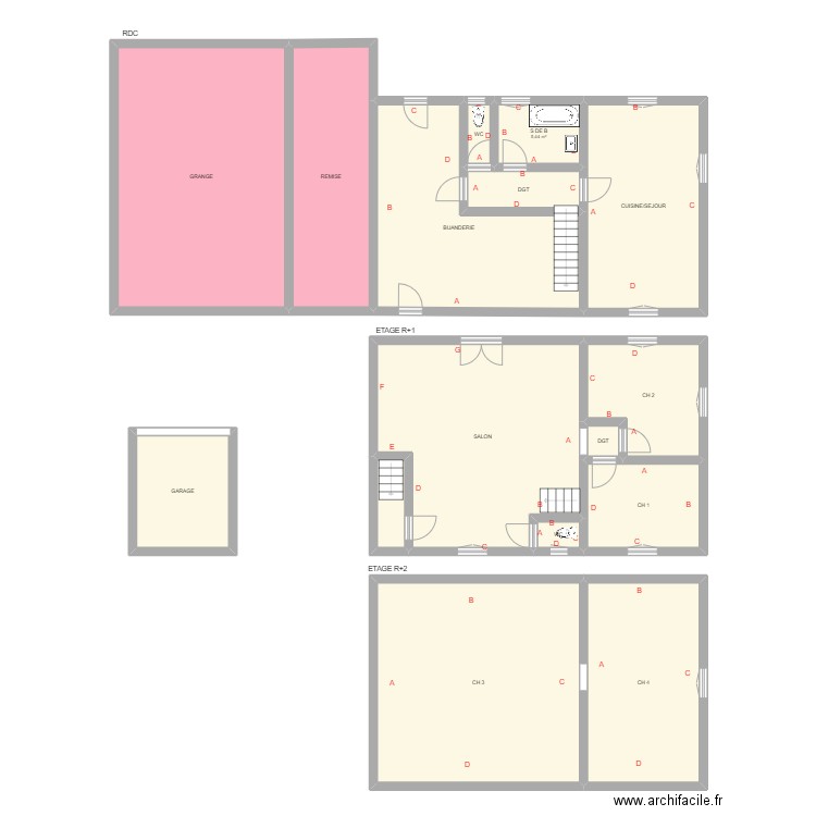 MOISY. Plan de 16 pièces et 291 m2