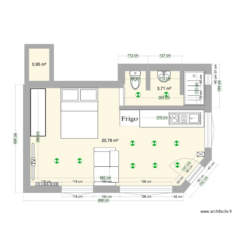 PLAN IMMEUBLE RDC. Plan de 3 pièces et 25 m2