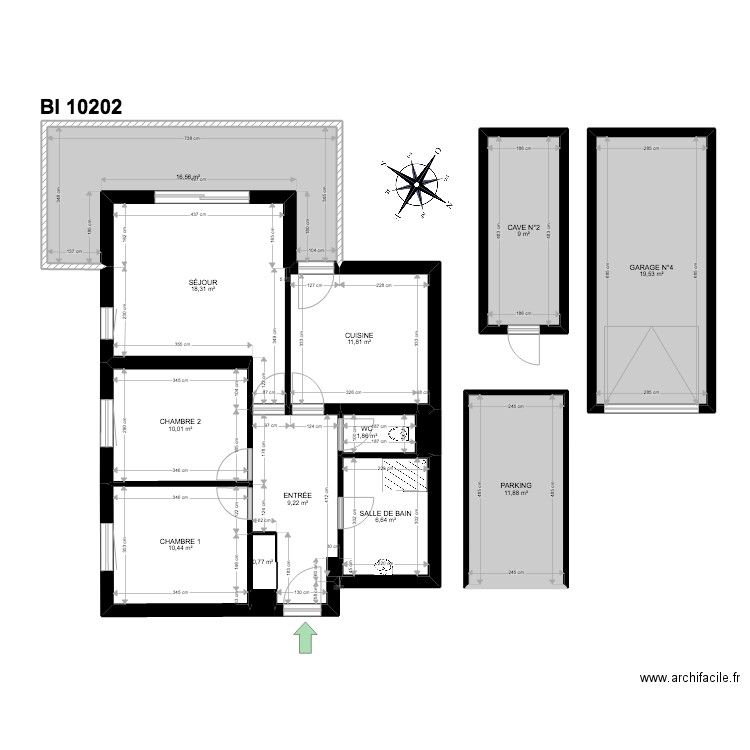 BI 10202. Plan de 14 pièces et 126 m2