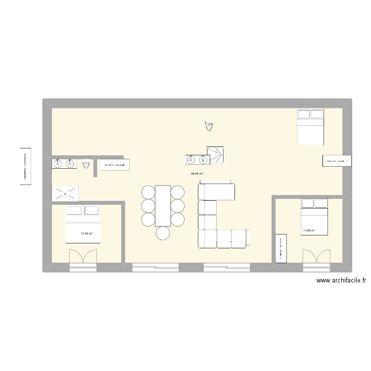 111. Plan de 3 pièces et 117 m2
