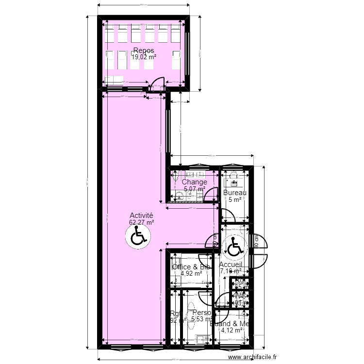 Versailles projet Jordan V 2 creches ArL 081222. Plan de 11 pièces et 117 m2