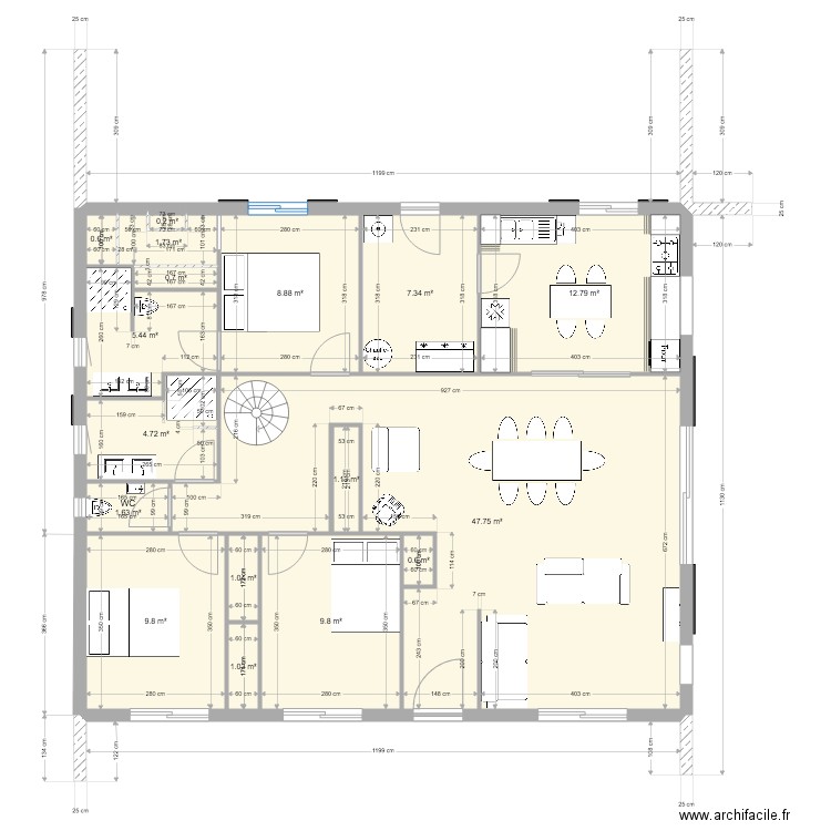 plan plan pied rectangle V2. Plan de 0 pièce et 0 m2