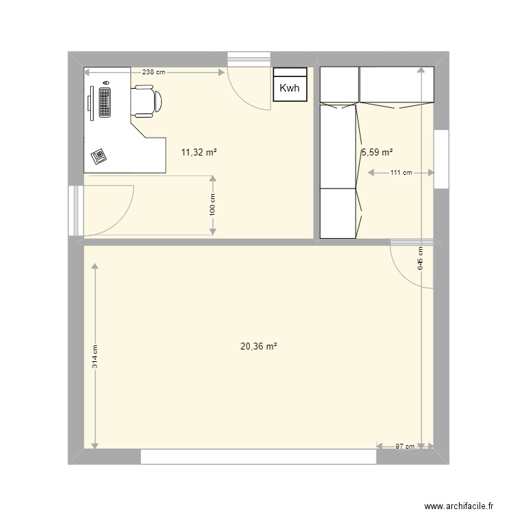 garage_2. Plan de 3 pièces et 37 m2