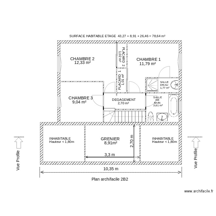 etage grenier 2B2. Plan de 0 pièce et 0 m2