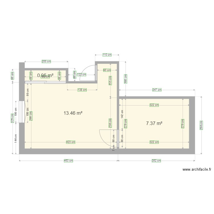 BOUSQUET BIS. Plan de 3 pièces et 22 m2