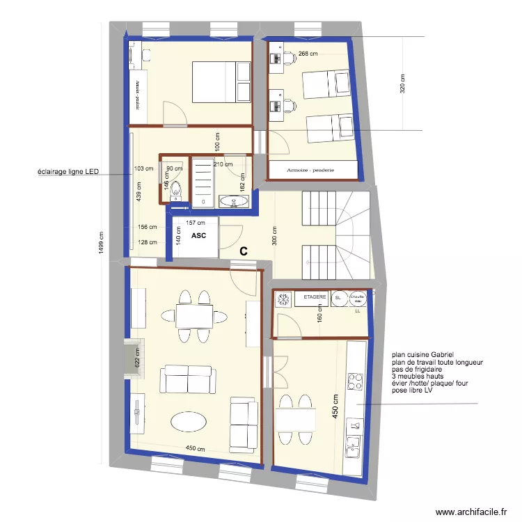 PROJET    2&deg; ETAGE  &eacute;quip&eacute; mobilier 3. Plan de 
