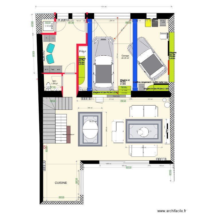 Plan RDC Modifié avec Meubles. Plan de 0 pièce et 0 m2