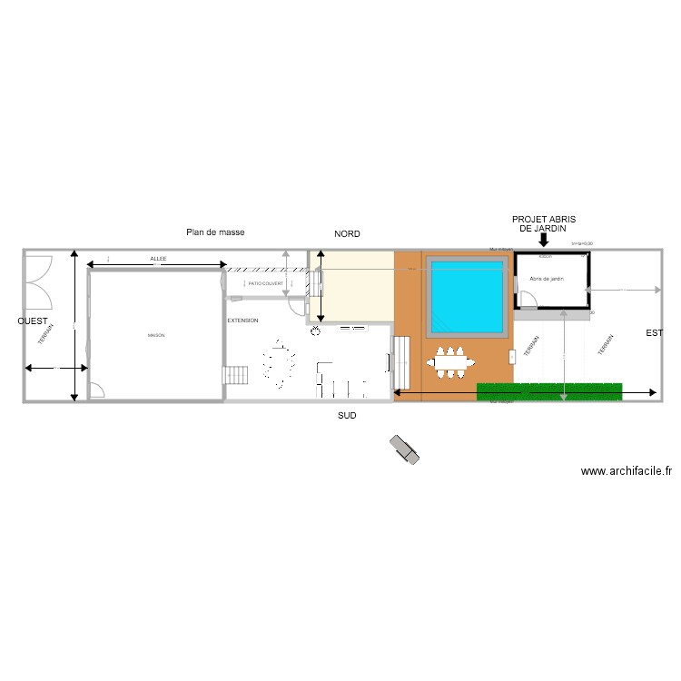 Plan de masse abris 4m plus piscine 2. Plan de 0 pièce et 0 m2