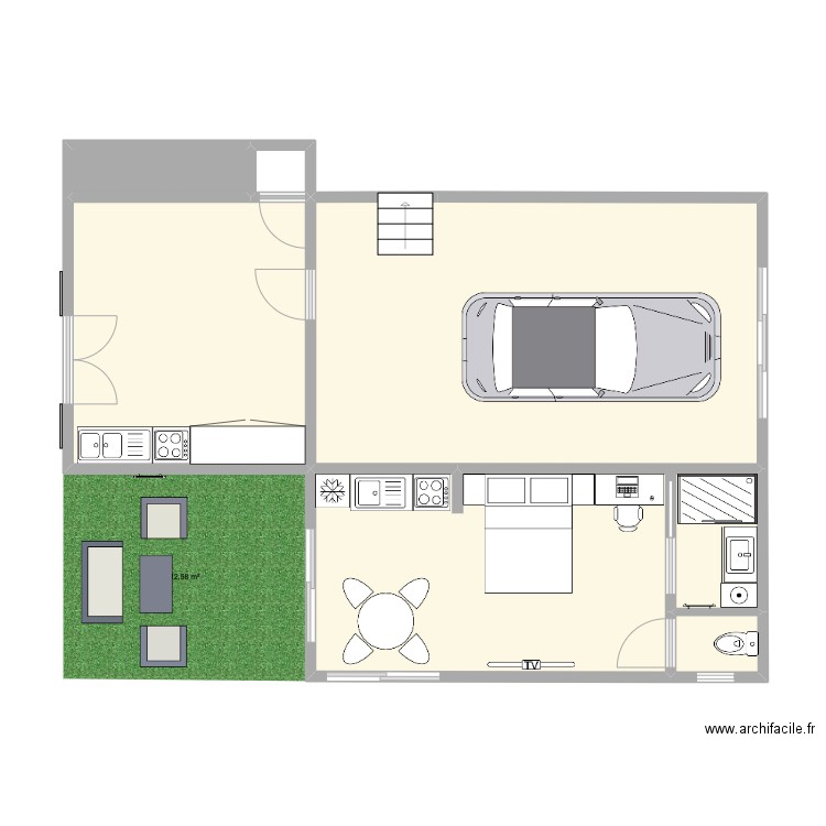 Bas 70m². Plan de 6 pièces et 68 m2