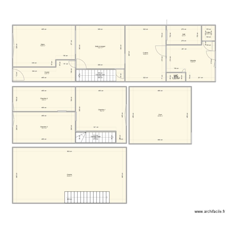 2023. Plan de 15 pièces et 171 m2