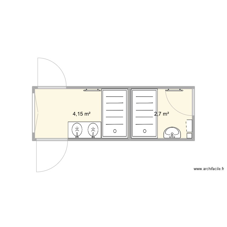 Salle de bain 5. Plan de 2 pièces et 7 m2