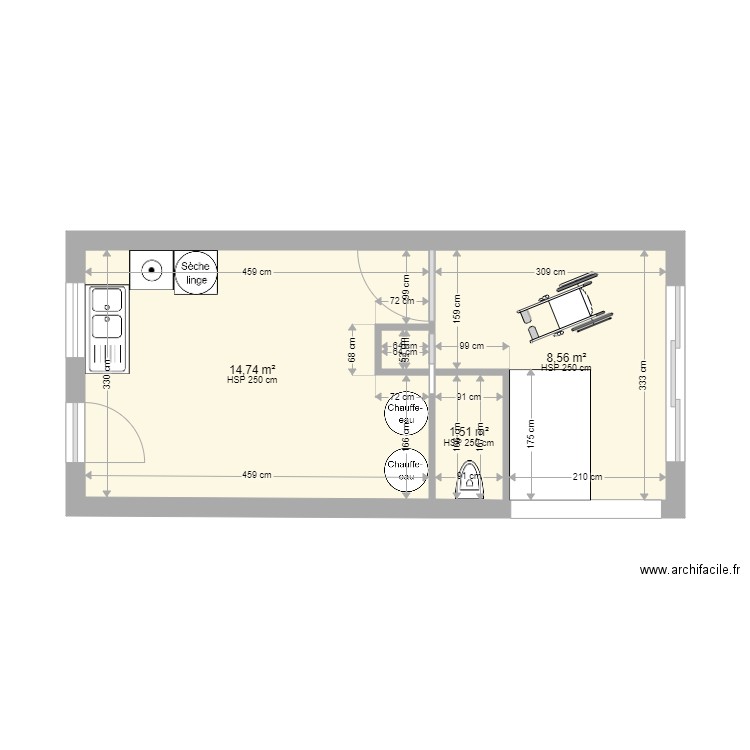 ENTREE MAISON TARBES RB 150. Plan de 4 pièces et 25 m2