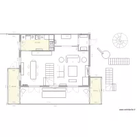 Plan chalet 2 variante entr&eacute;e avec escalier salon