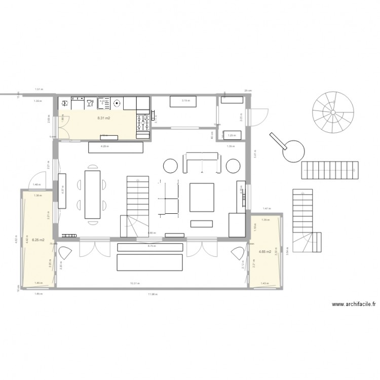 Plan chalet 2 variante entrée avec escalier salon. Plan de 0 pièce et 0 m2