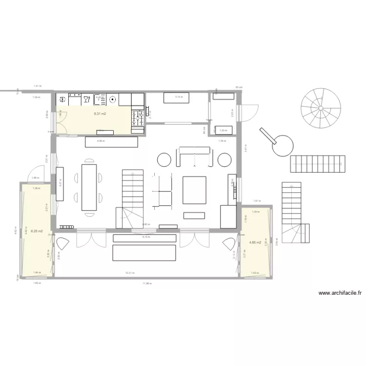 Plan chalet 2 variante entrée avec escalier salon. Plan de Plan chalet 2 variante entrée avec escalier salon. Plan de