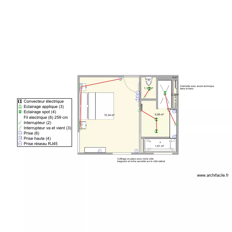 Chambre master ditrento. Plan de 