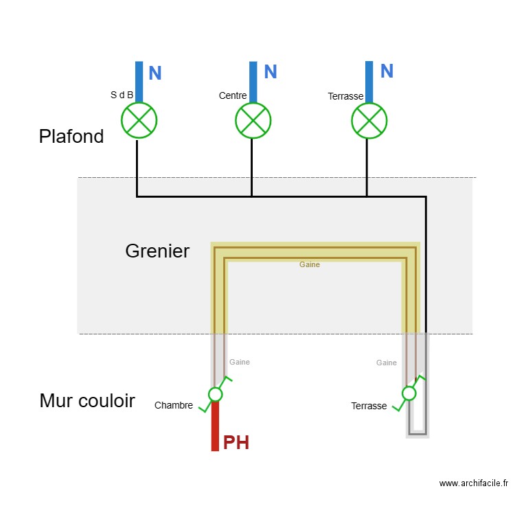 Electricité couloir C. Plan de 0 pièce et 0 m2