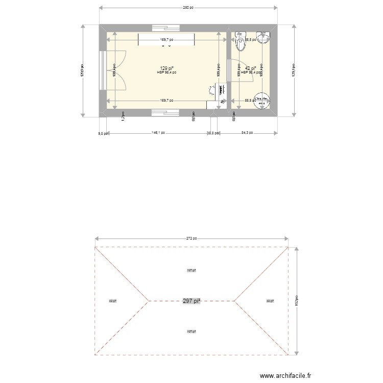 plan bureau 2. Plan de 2 pièces et 16 m2