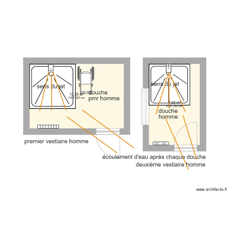 deux douche. Plan de 0 pièce et 0 m2